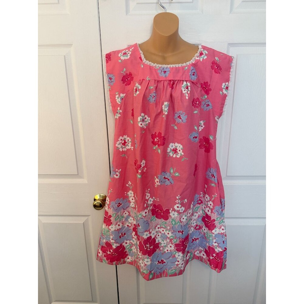 Vintage Beco Originals Womens House Dress Nightgown Pink Floral L